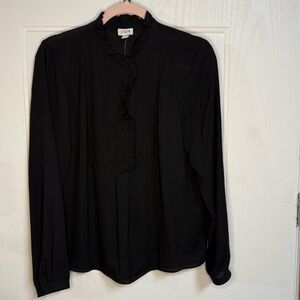 J. Crew Black Ruffled Blouse
